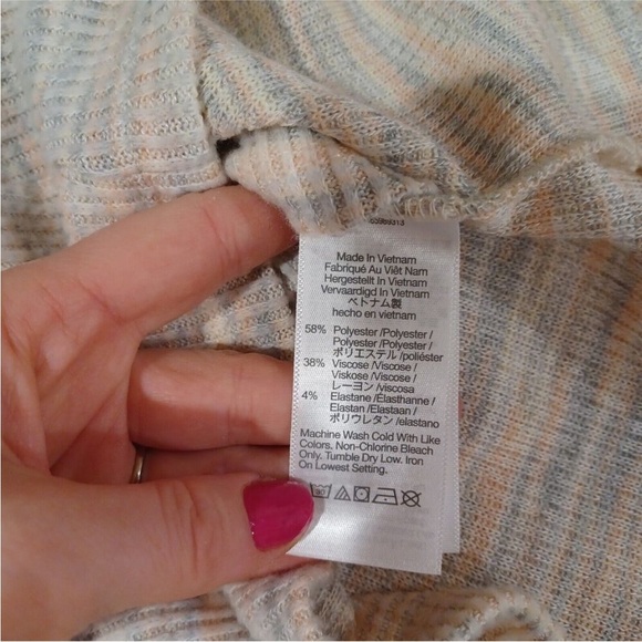 NWT Madewell Soft Pink Long Sleeve Space-Dye Faux-Wrap Deep V Neck Sweater Top M - Picture 6 of 7